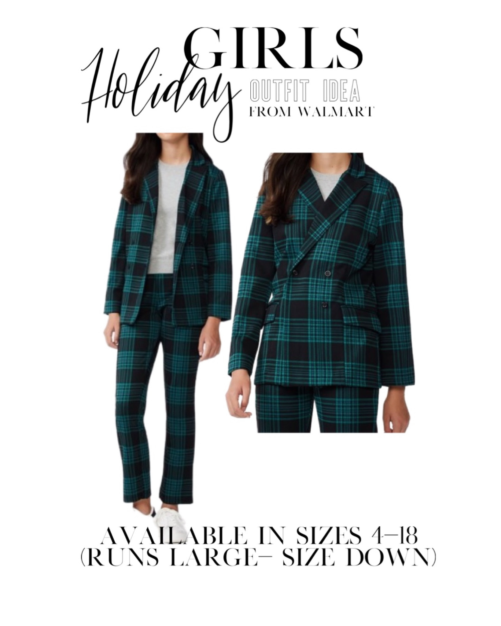 The cutest holiday look for your little fashionista! 
* size down a full size 


Double breasted blazer stretch super soft material emerald green plaid blazer free assembly Walmart affordable fashion #LTKunder50 


#LTKHoliday #LTKSeasonal #LTKkids