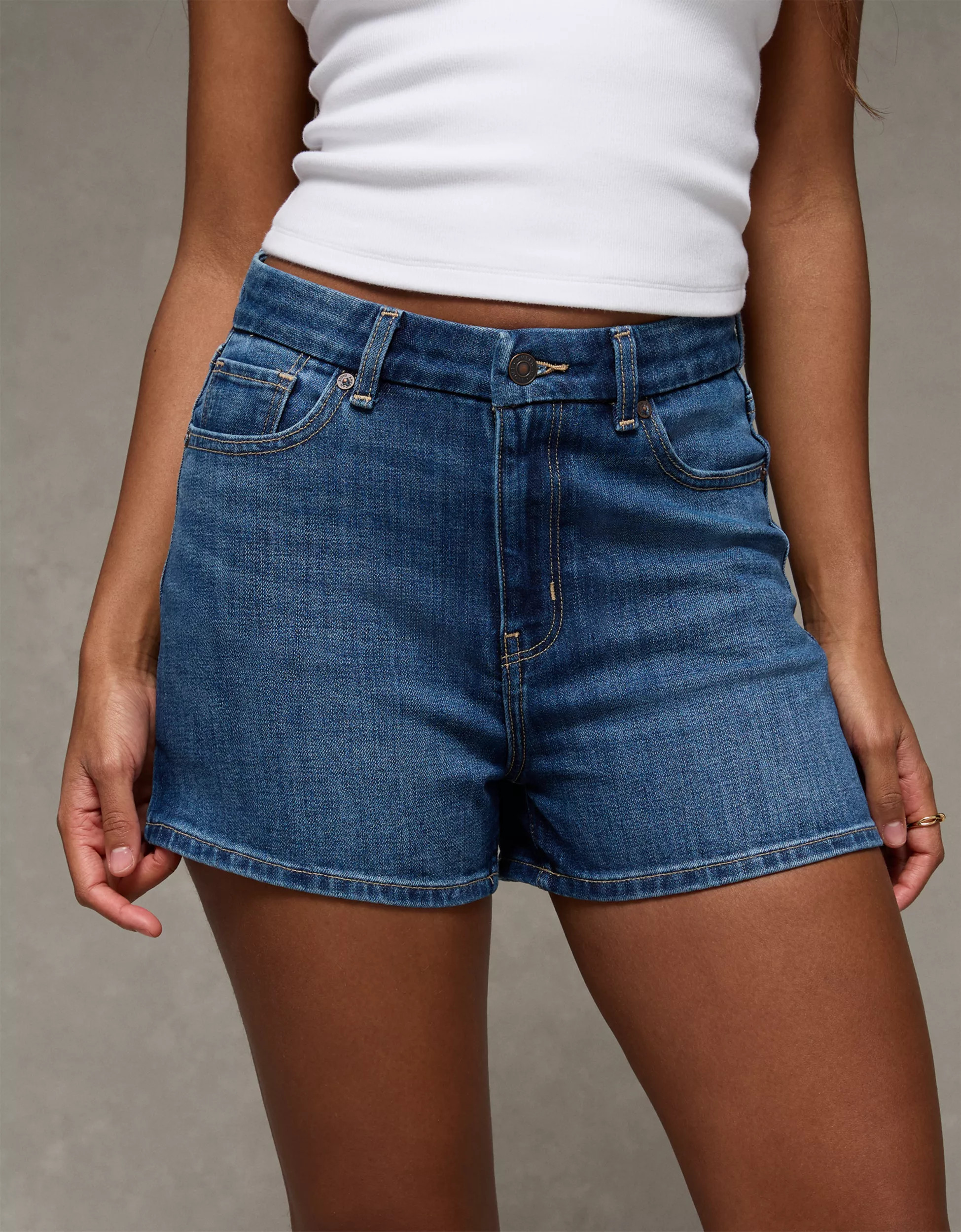 AE Stretch Super High-Waisted Curvy Mom Short | American Eagle Outfitters (US & CA)