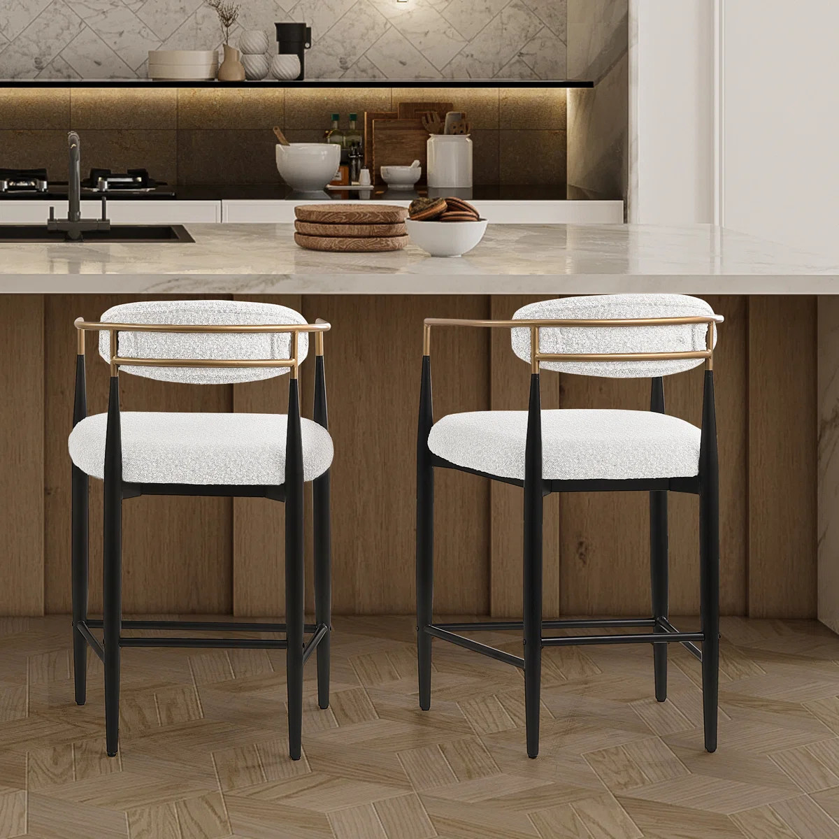 Velora Upholstered 25.8" Counter Stool,  Modern Sleek Bar Chair (Set of 2) (Set of 2) | Wayfair North America