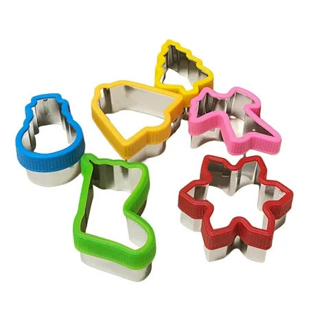 Large Christmas Cookie Cutters 6-Pcs Set, Gingerbread Men, Christmas Tree,Snowflake, Candy Cane,Santa Face and Snow Man for Baking | Walmart (US)