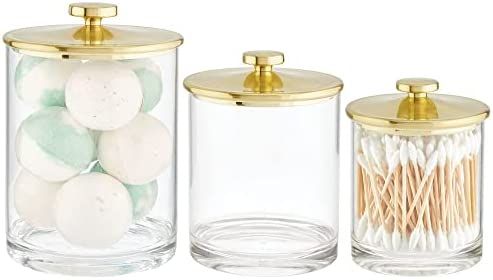 mDesign Plastic Apothecary Canister Jar Storage Organizer for Bathroom, Bedroom, Vanity, Kitchen ... | Amazon (US)