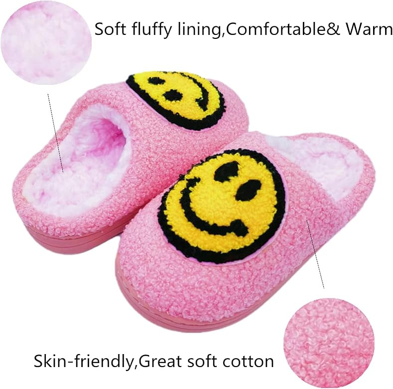 Smile Face Slippers Warm Cozy Foam Slide Fuzzy Slides with Soft Memory Foam Comfort Cotton Slip o... | Amazon (US)