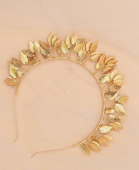 Sabrina  Gold Silver or Rose Gold Leaf Bridal Head Band | Etsy UK | Etsy (UK)