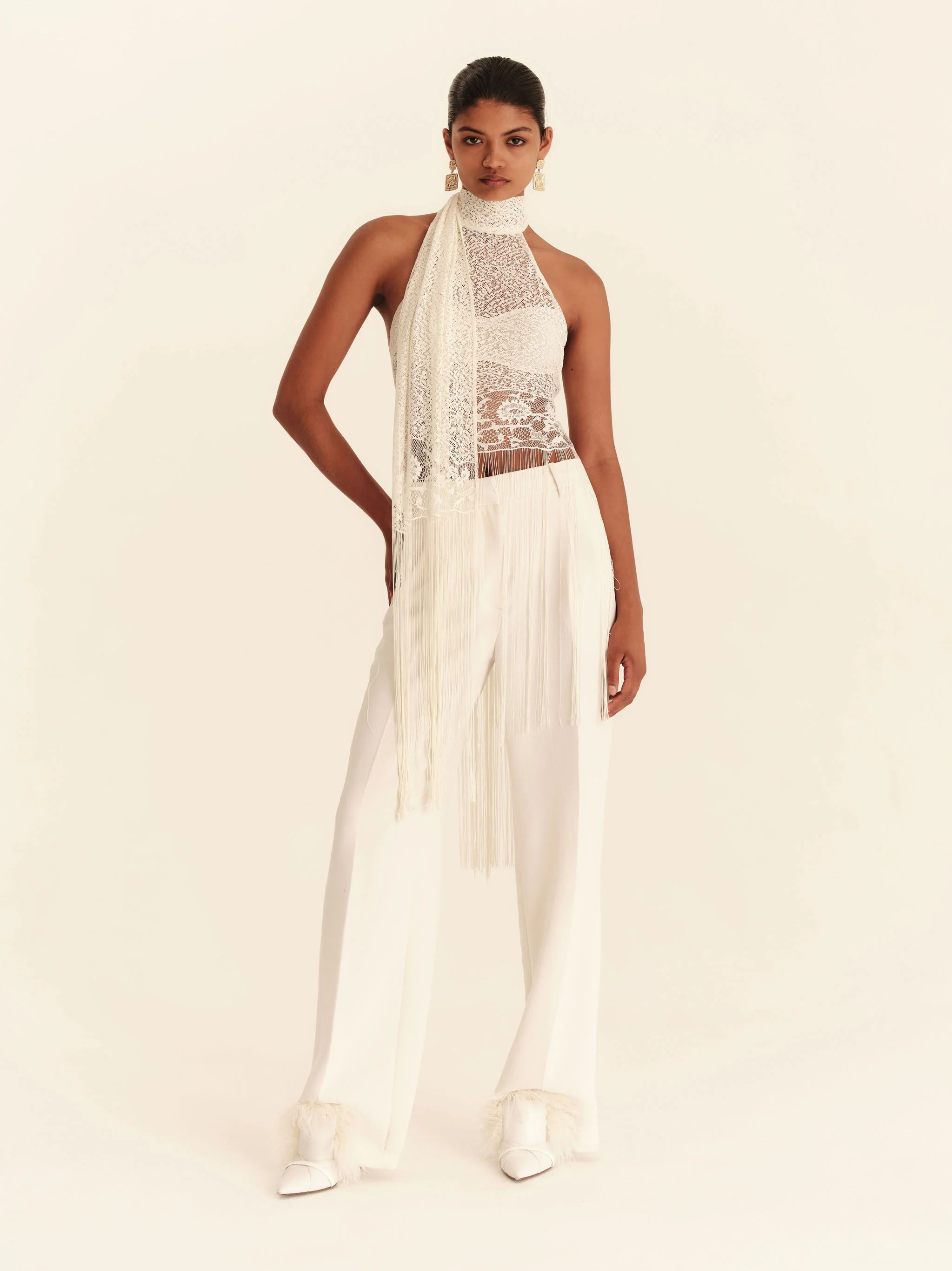 Elara Fringe Halter - Ivory | Leny Clo (Global)