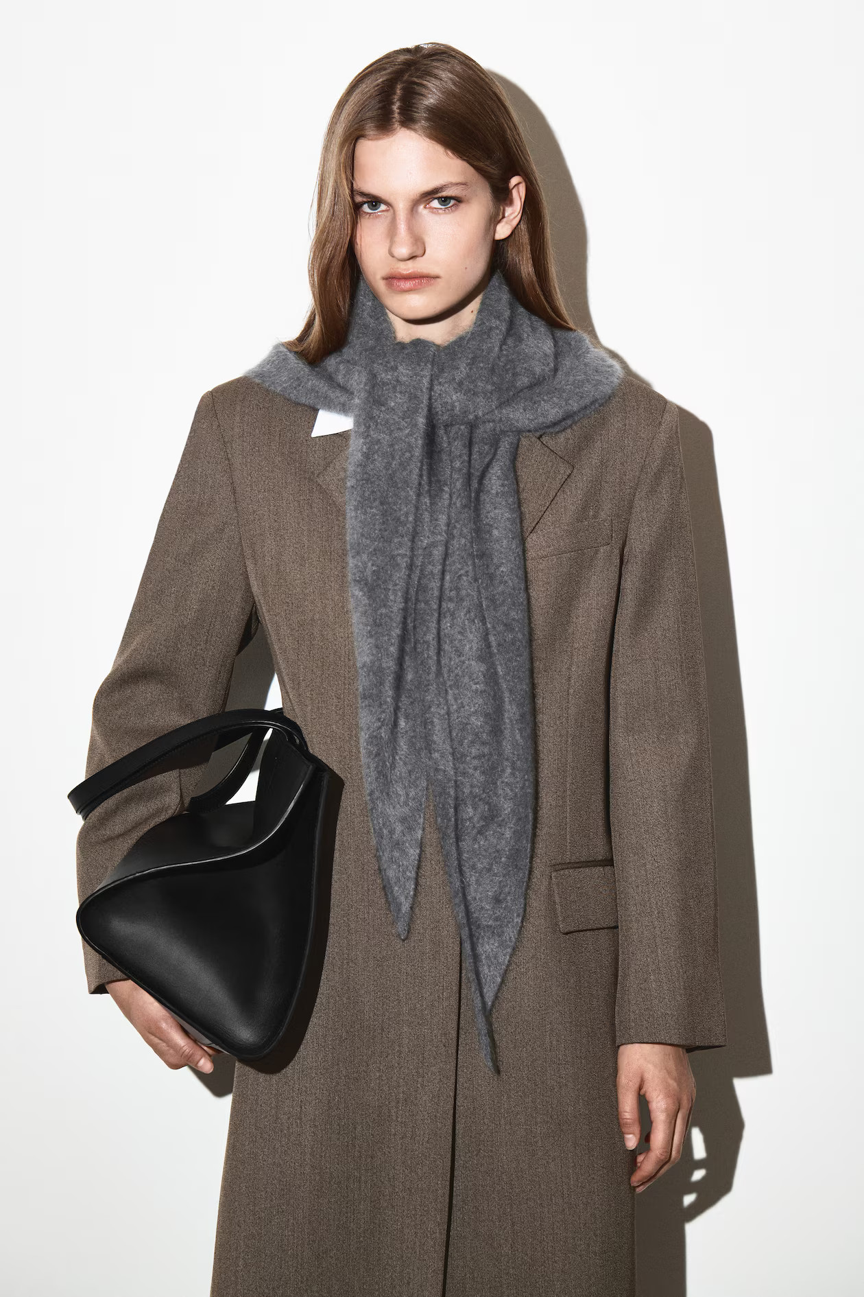 BRUSHED-CASHMERE TRIANGLE SCARF - DARK GREY | COS | COS UK