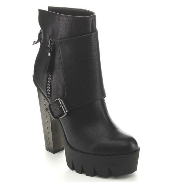 Bumper VANITA02 Women's Lug Sole Platform Ankle Booties | Bed Bath & Beyond