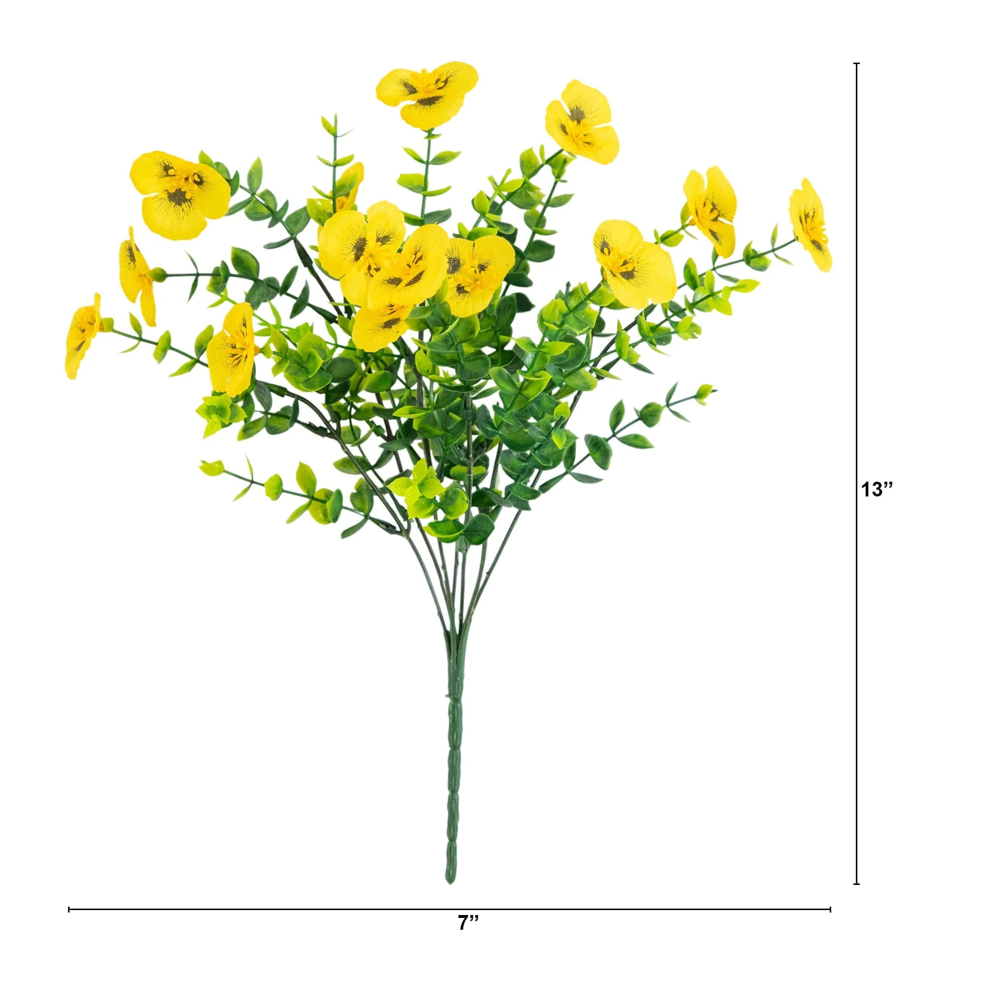 13in. UV Resistant Artificial Pansy Bush (Indoor/Outdoor) - Set of 12 | Nearly Natural