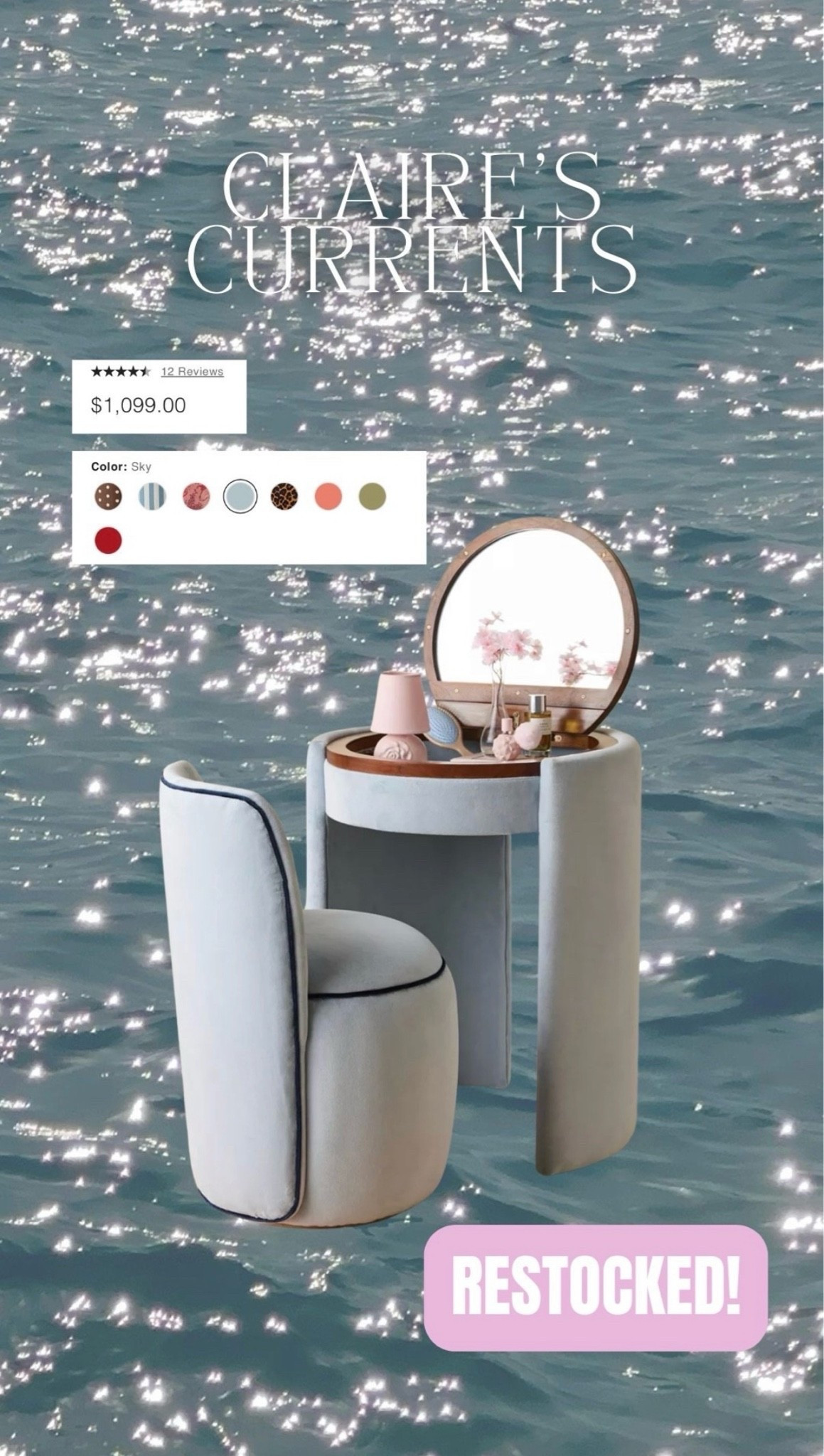 My vanity is finally RESTOCKED!!! Guys this went crazy viral and has been sold out forever!!! I have the sky color, but the striped is sooo cute!

#LTKHome #LTKBeauty #LTKgrwm