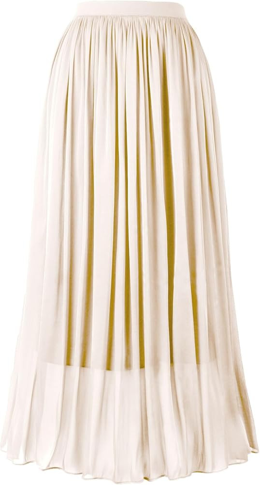 Women's Metallic Shiny Maxi Skirts Lightweight Silky Flowy Skirt for Summer Beach Holiday | Amazon (US)