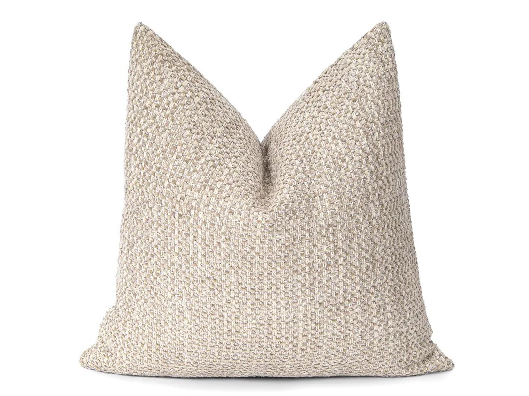 Textured Beige Pillow Cover Beige Euro Sham Cover Neutral Throw Pillow Crafted From Thick Soft Fa... | Etsy (US)