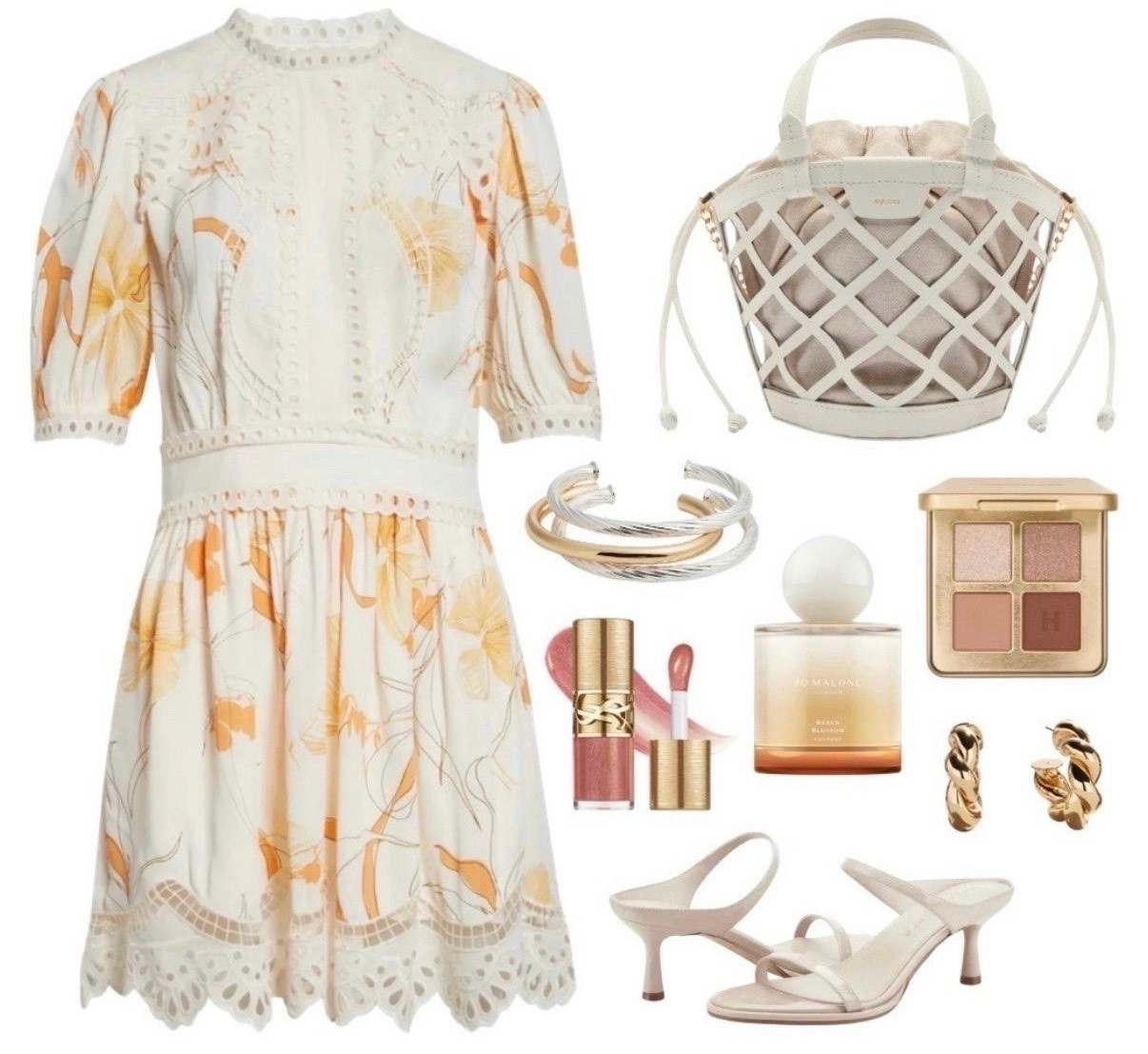 Summer outfit 
Spring outfit 
Floral dress
Dress
White bag
Bangles 
Spring outfit
Shower outfit

#LTKSeasonal