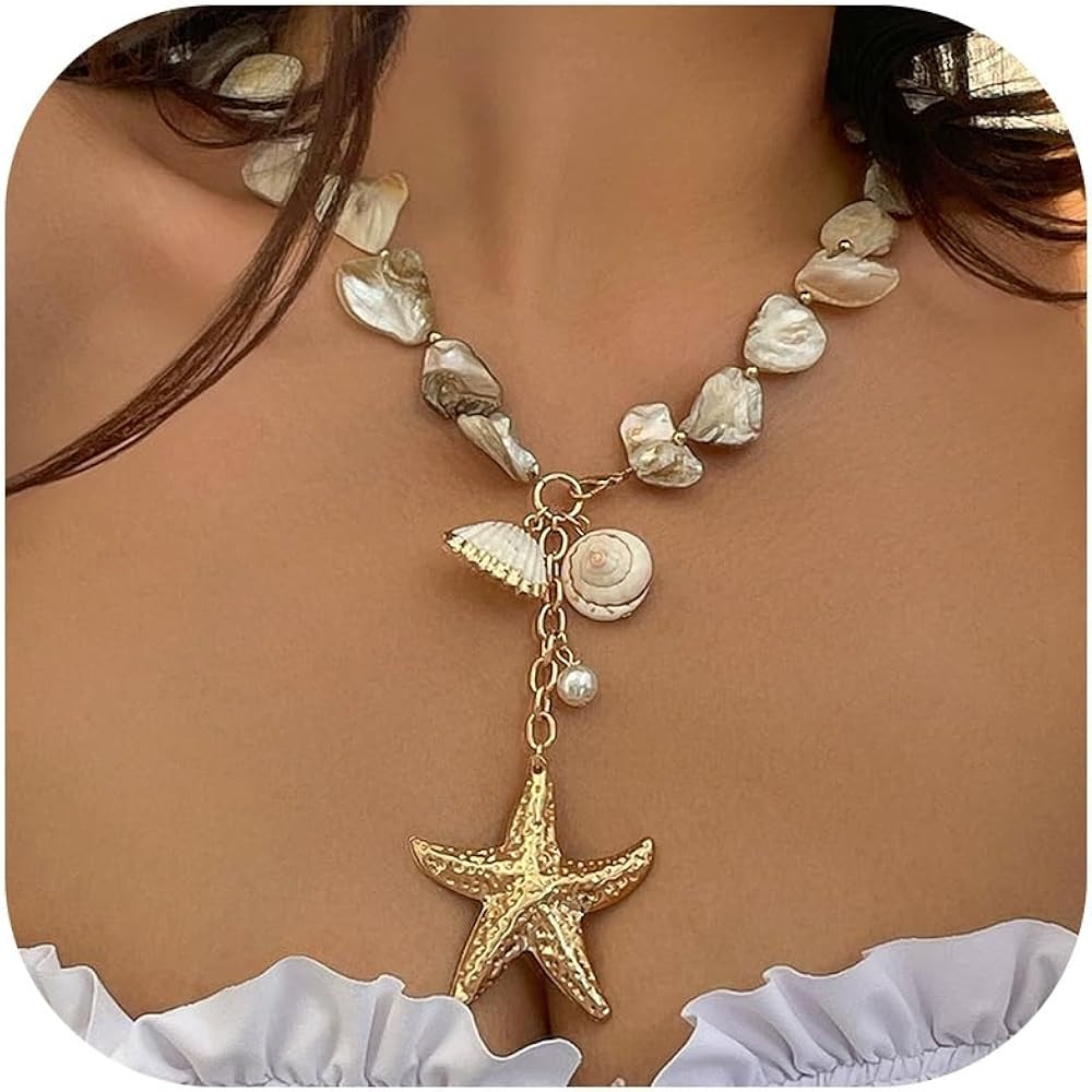 Starfish Necklace for Women Star Peandant Necklace Chunky Gold Statement Necklaces Y2K Accessorie... | Amazon (US)