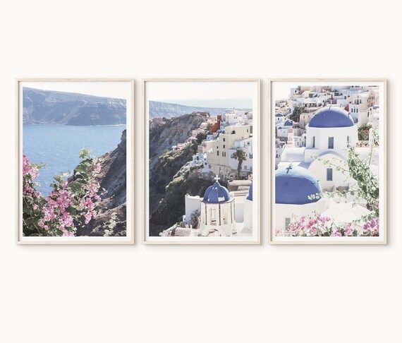 Set of 3 Santorini Cyclades High Quality Digital Prints  - Etsy | Etsy (US)