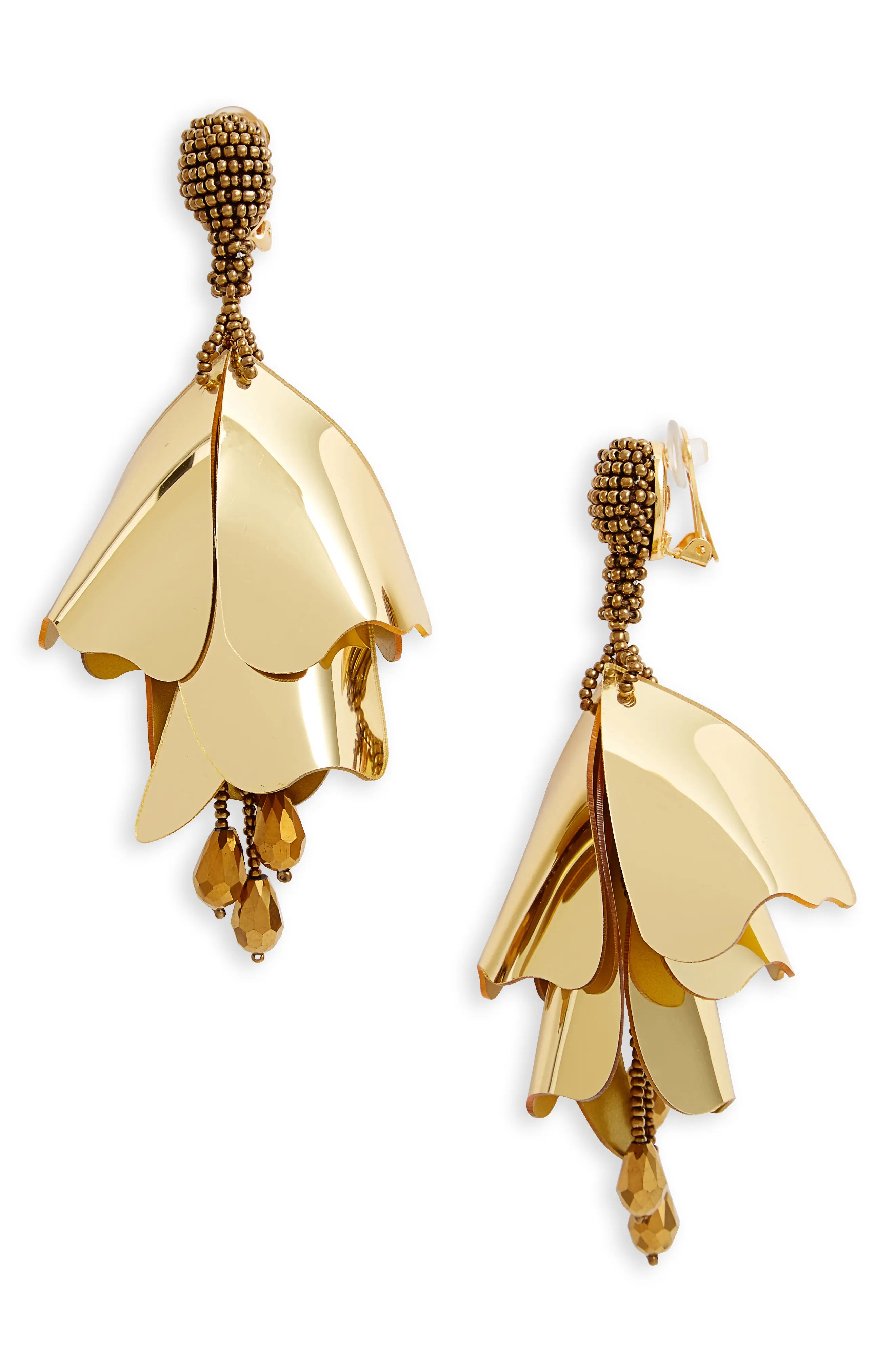 Women's Oscar De La Renta Large Impatiens Flower Clip Earrings | Nordstrom