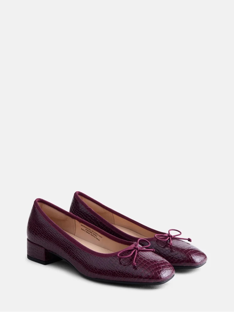Scenario Women's Low Heel Faux Croc Ballet Flats | Walmart (US)