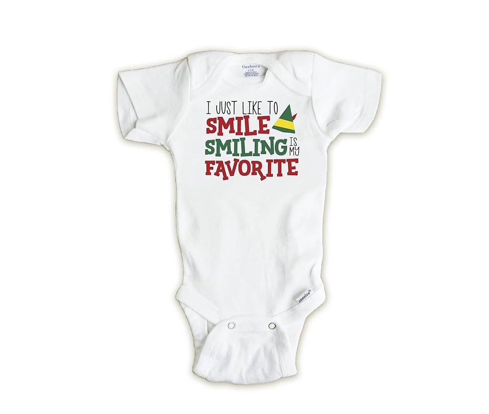 I Just Like to Smile Smiling is my Favorite Baby's First Christmas Elf Onesie (6 to 9 months) | Amazon (US)