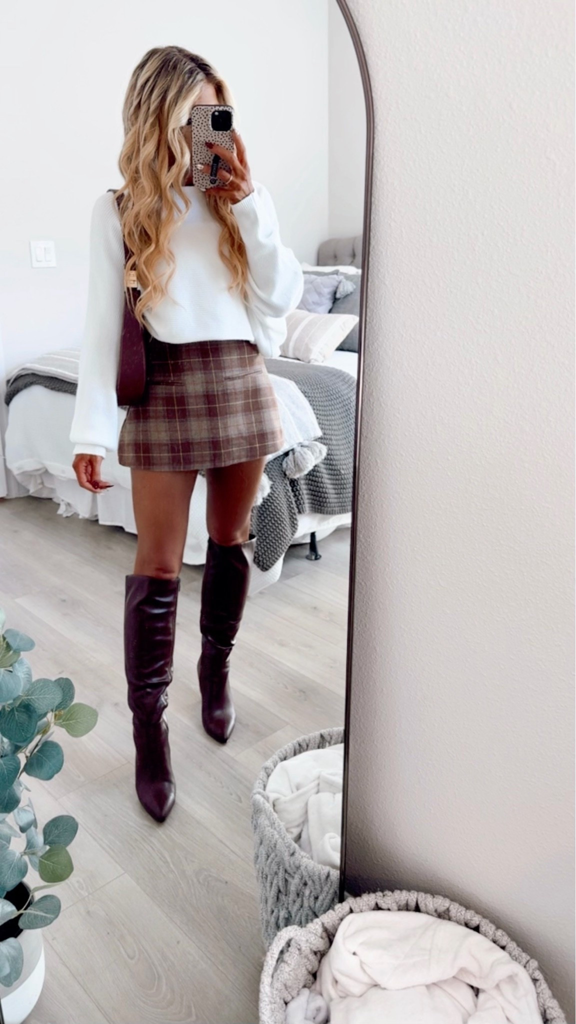 Cute Fall Outfit styled with a brown plaid mini skirt, cozy white sweater, + brown leather boots. 

Knee-high boots, fall boots, brown boots, fall sweater , fall skirt, petite fall outfit, plaid skirt, preppy fall outfit, fall fashion trends

#LTKootd #LTKSaleAlert #LTKPetite
