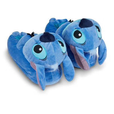 Ladies Lilo and Stitch Slippers - Ladies Classic Lilo and Stitch Big Face Plush Slippers - Disney Lilo and Stitch 3D Plush Slippers (Blue, 9/10) | Target