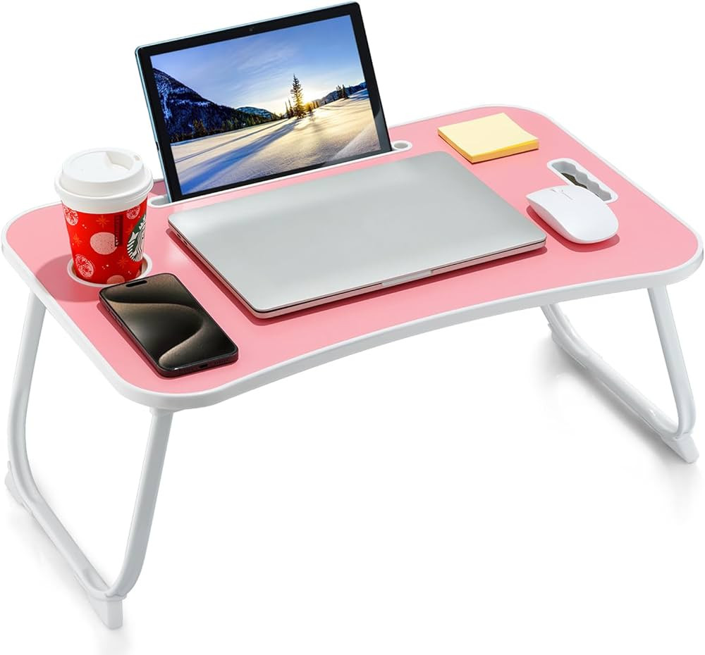 Laptop Bed Desk, Foldable Lap Desk, Portable Lap Table, Laptop Stand with Cup Holder & Tablet Slo... | Amazon (US)