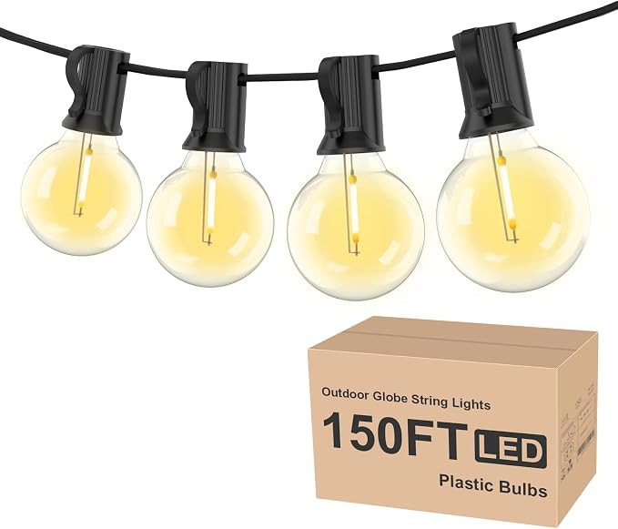 Outdoor String Lights 150ft, G40 Led Patio Lights with 75pcs Plastics Bulbs,Waterproof Shatterpro... | Amazon (US)