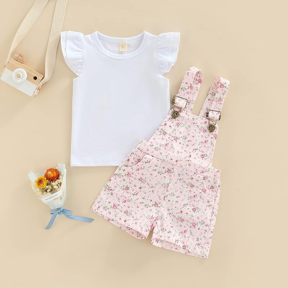 Kids Baby Girl Summer Clothes T-Shirt Tops Suspender Overalls Shorts Toddler Infant Outfit | Amazon (US)