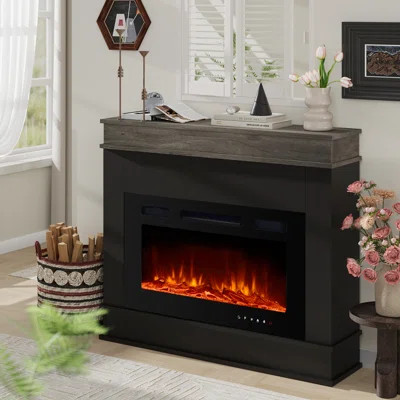 Electric Fireplace with Mantel, Fireplace TV Stand with Electric Fireplace Heater, Low Noise, Remote Control, Touch Screen, Timer, Adjustable Flame Co | Wayfair North America