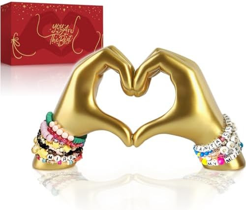 Gold Decor for Living Room Bedroom Bookshelf, Heart Hands Sculpture Decoration, Personalized from... | Amazon (US)