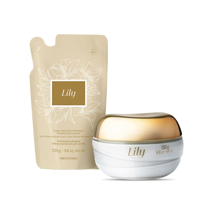 Combo Lily:  Creme Acetinado Hidratante Desodorante 250g + Refil 250g | oBoticario (BR)