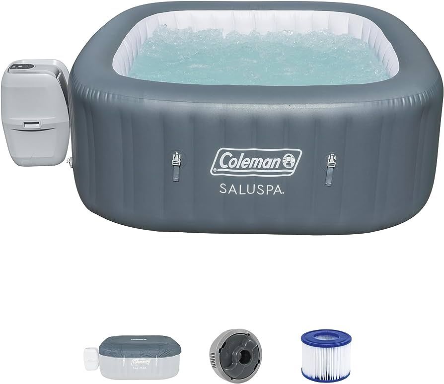 Coleman SaluSpa AirJet 4 to 6 Person Inflatable Hot Tub Square Portable Outdoor Spa with 114 Soot... | Amazon (US)