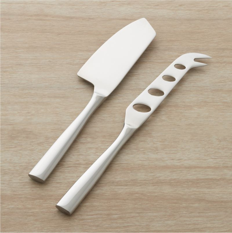 Marin Mirror 2-Piece Cheese Knife Set + Reviews | Crate & Barrel | Crate & Barrel