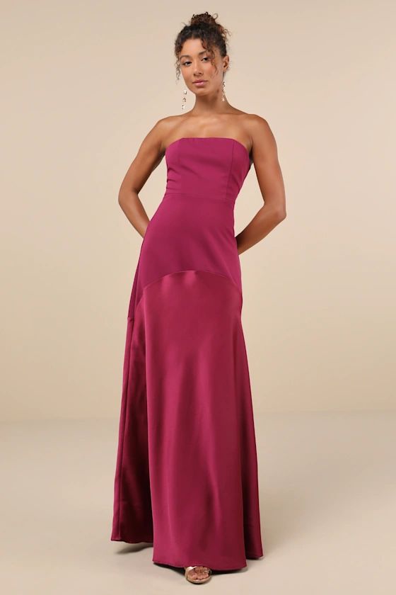 Compelling Style Plum Purple Strapless A-Line Maxi Dress | Lulus