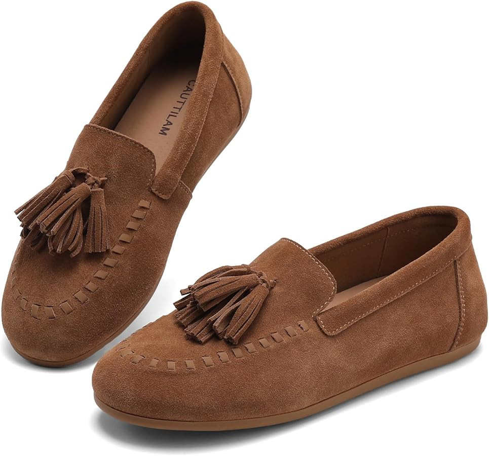 Women's Suede Moccasins Loafers Slip-Ons Dress Shoes Flats for Women Comfortable Walking Penny Sh... | Amazon (US)