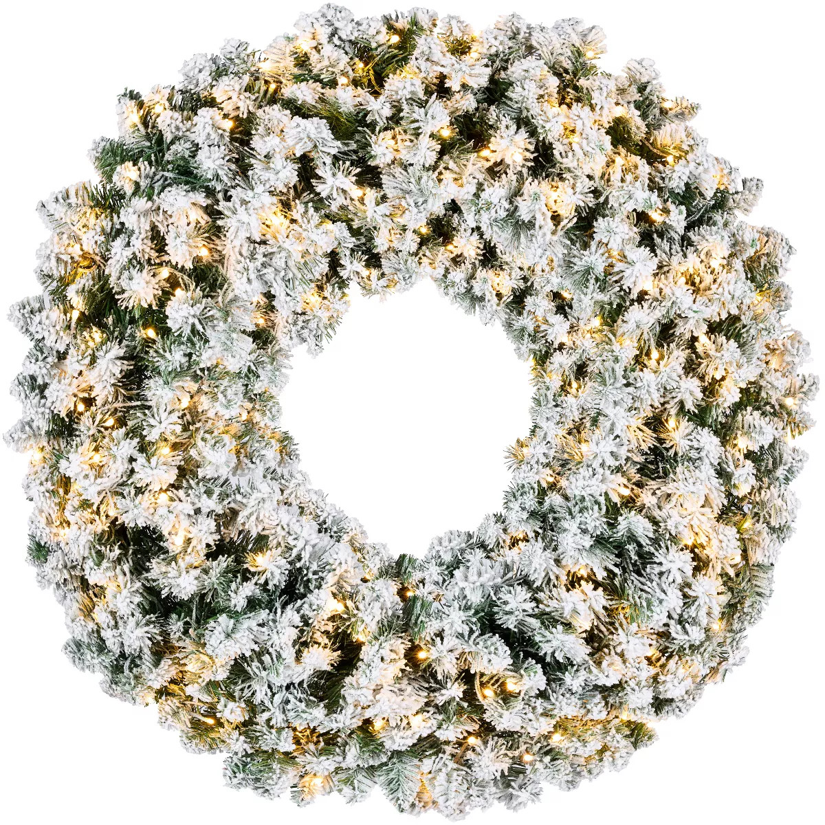 Best Choice Products Artificial Pre-Lit Flocked Fir Christmas Wreath Decoration w/ 2-in-1 LED Lig... | Target
