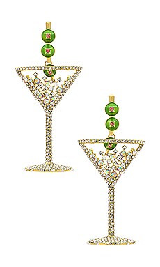 BaubleBar Pimento Memento Martini Earrings in Clear & Green from Revolve.com | Revolve Clothing (Global)