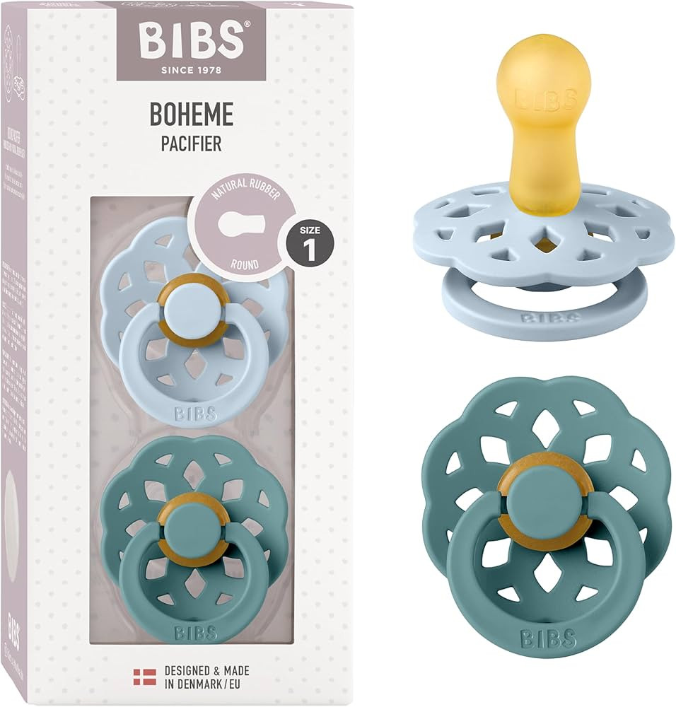 BIBS Boheme Soother 2-Pack. BPA Free Dummy Pacifier, Symmetrical Nipple. Natural Rubber Latex, Ma... | Amazon (US)