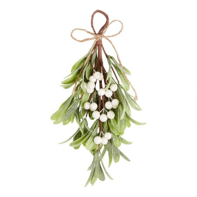 Glittered Faux Mistletoe Sprigs Set of 2 | World Market
