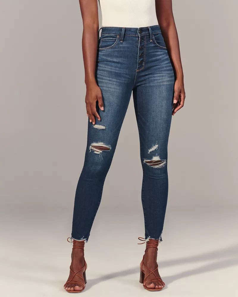 Curve Love High Rise Super Skinny Ankle Jeans | Abercrombie & Fitch US & UK
