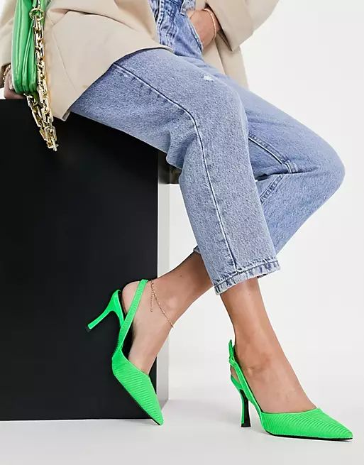 ASOS DESIGN - Samber - Escarpins à talons aiguille et bride talon - Vert | ASOS (Global)