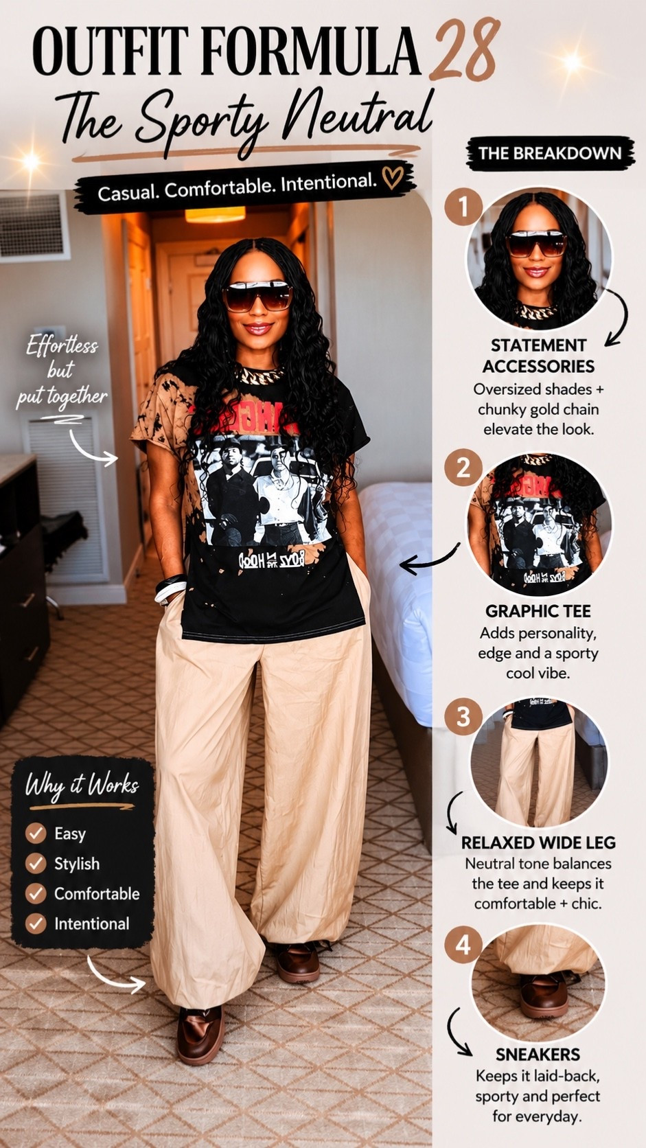 Casual. Comfortable. Intentional.

A graphic tee, relaxed wide leg pants, statement accessories, and sneakers is one of my favorite outfit formulas when I want to look put together without doing too much.

Easy everyday style that still feels styled.

#ltkstyle #styleover40 #over40style #ootd

#LTKOver40 #LTKMidsize #LTKootd