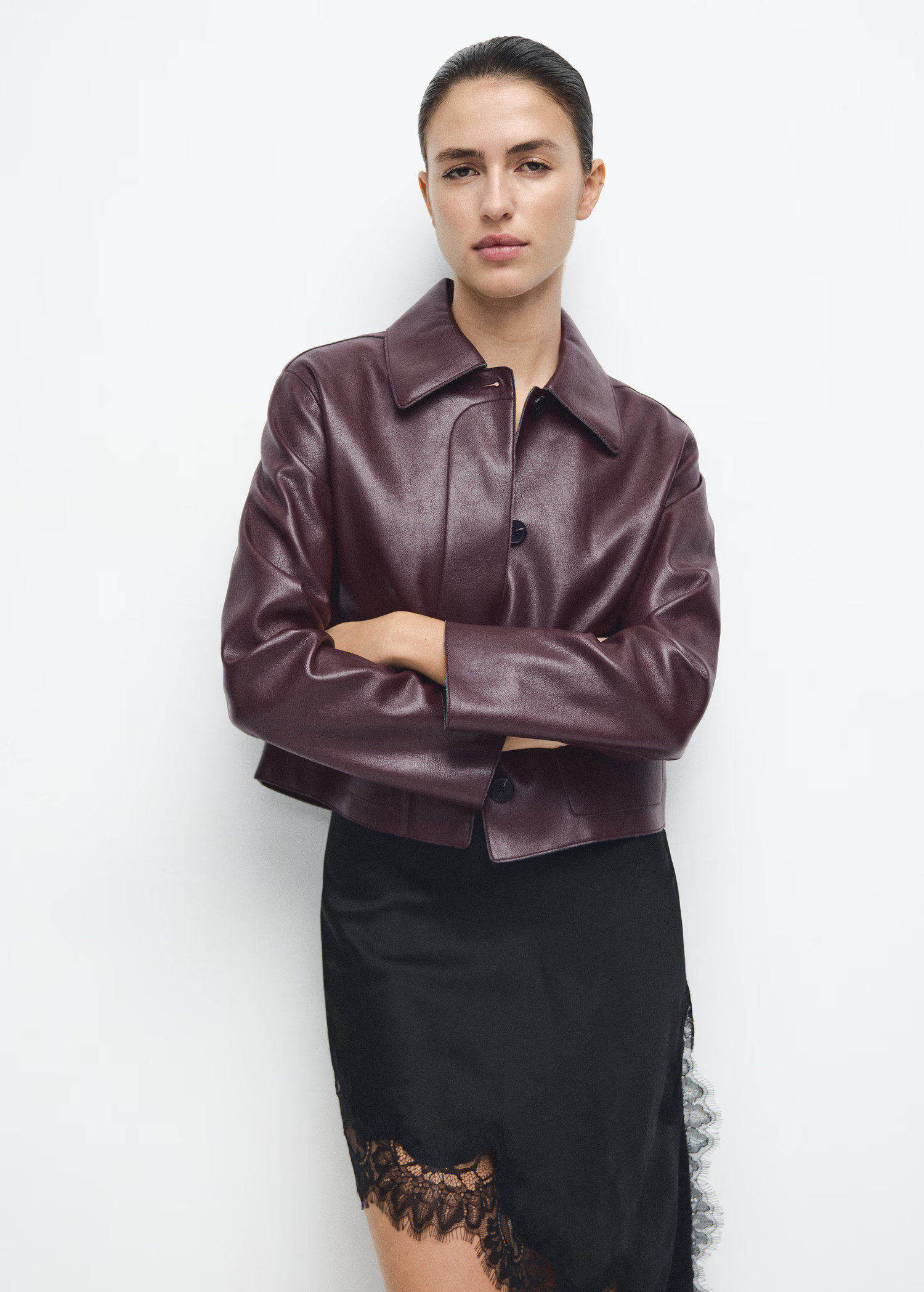Faux-leather jacket with pockets | MANGO (UK)