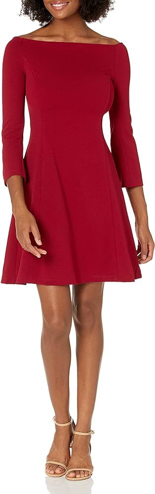 Lark & Ro Women's Long Sleeve Off the Shoulder Fit and Flare Dress | Amazon (US)