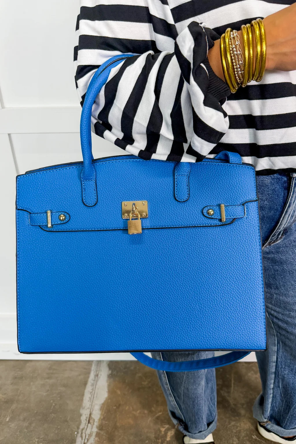 The Audrey Satchel Handbag in Blue | Jules & James Boutique
