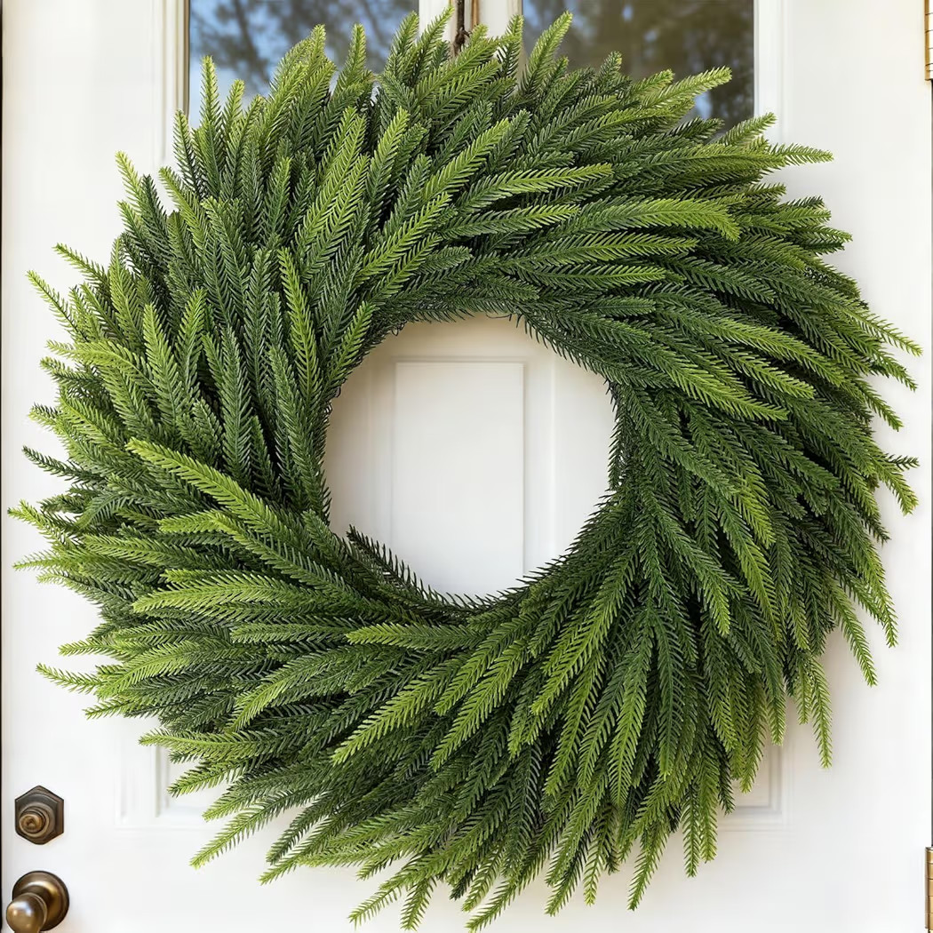 26" Large Christmas Norfolk Pine Wreath - Artificial Christmas Wreaths Faux Pine Needles Fake Gre... | Amazon (US)