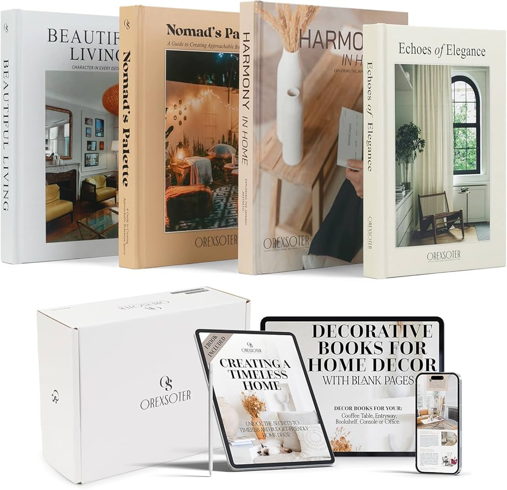 4 Decorative Books for Home Decor with Hardcovers for Aesthetic Coffee Table Decor for Living Roo... | Amazon (US)