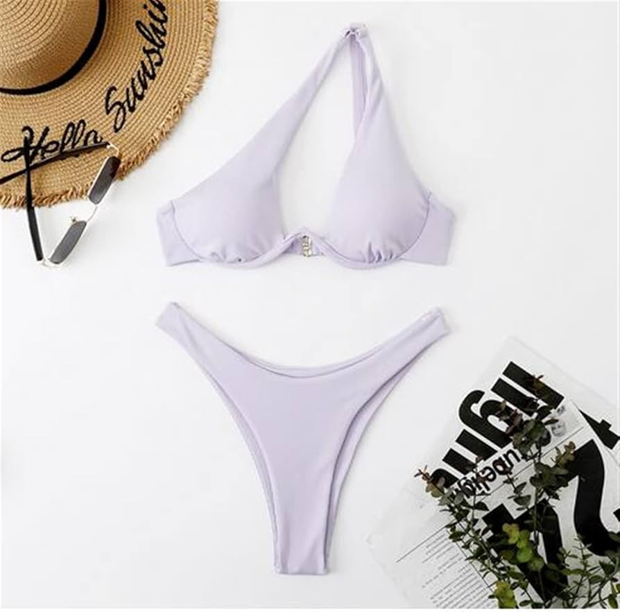 LSCZSLYH Sexy Bikinis Swimsuits Cut Out Women Swimwear Biquini High Cut Bathing Suits Push Up Bea... | Amazon (US)