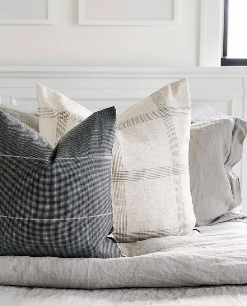 Dark Blue Pillow | Striped Pillow, Pillow Cover, Modern Pillow, 20x20 Pillow Cover, 22x22 Pillow ... | Etsy (US)