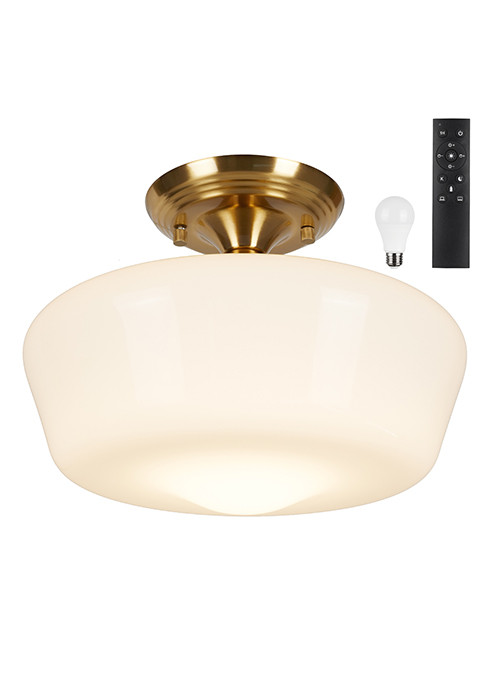 Schoolhouse Semi Flush Mount Ceiling Light Fixture, 12" Modern Gold Hallway Ceiling Lamp with Opa... | Amazon (US)