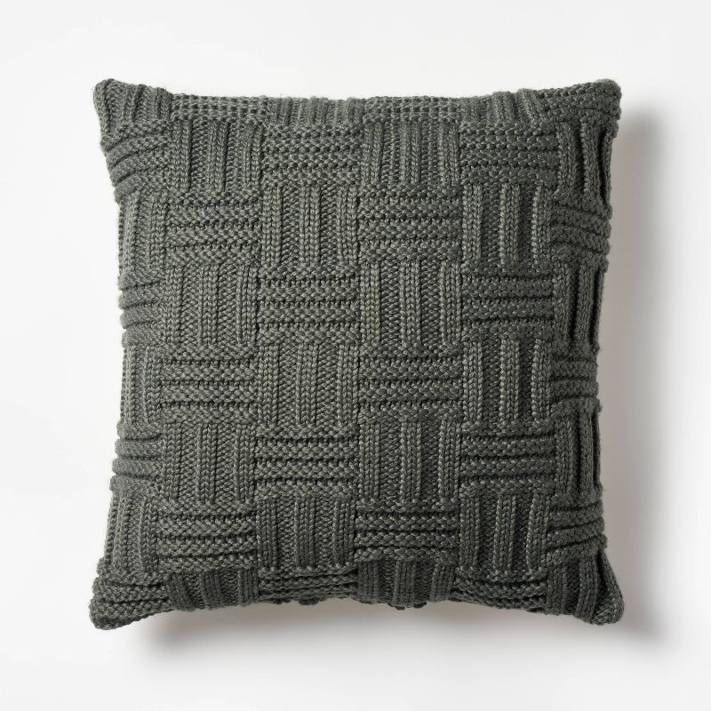Oversized Basket Weave Knit Square Throw Pillow Green - Threshold™ designed with Studio McGee | Target
