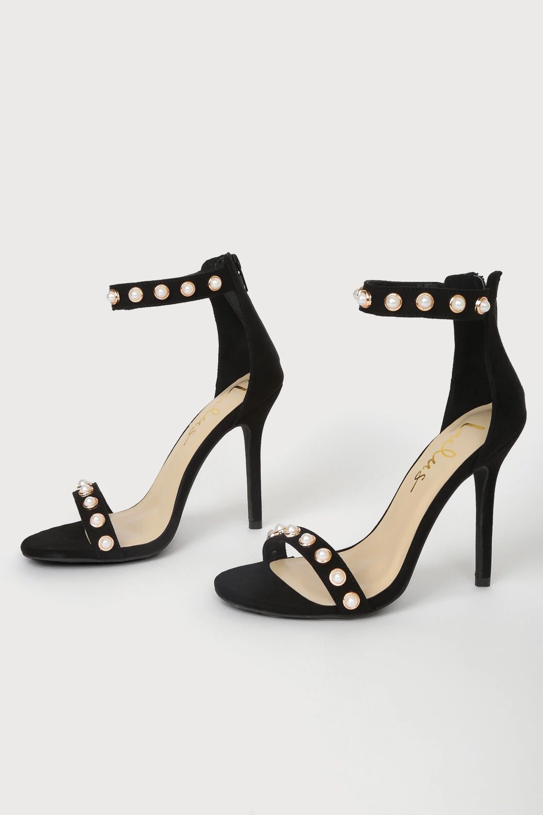 Daveigh Black Suede Pearl Ankle Strap High Heel Sandals | Lulus (US)