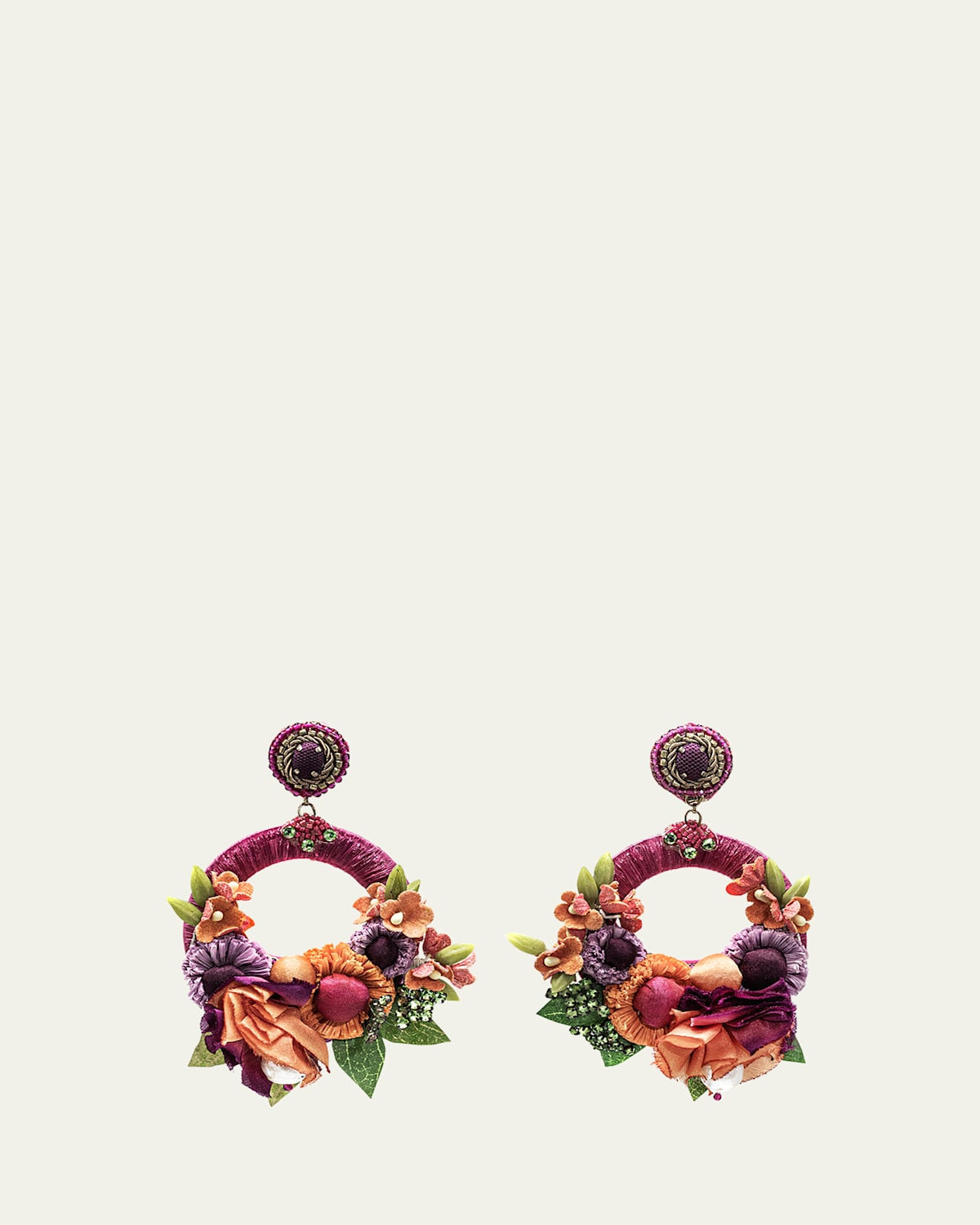 Pink Floral and Ribbon Earrings with Crystal Petals | Bergdorf Goodman
